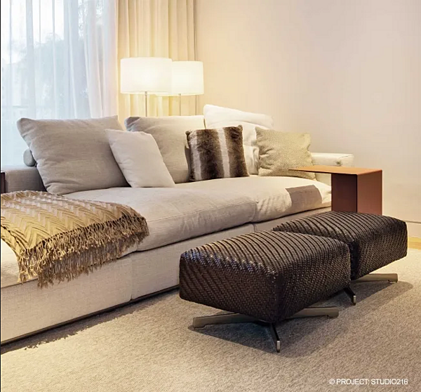 Rechteckiger Pouf aus gegerbtem Leder FLEXFORM Filicudi Fabrik FLEXFORM aus Italien. Foto №4