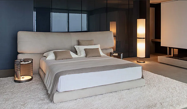 Doppelbett aus Leder mit gepolstertem Kopfteil Flou Yuna Fabrik Flou aus Italien. Foto №5