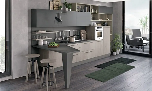 Lineare Einbauküche aus Holz LUBE CUCINE Clover 03 Fabrik LUBE CUCINE aus Italien. Foto №4