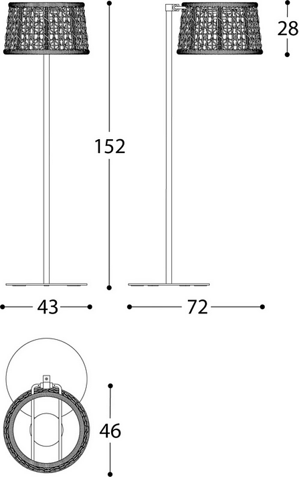 Stehlampe mit verstellbarem LED-Licht aus synthetischen Fasern VARASCHIN EMMA 23695 Fabrik VARASCHIN aus Italien. Foto №8