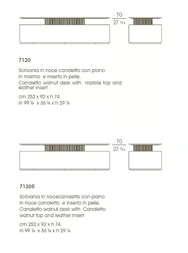 Rechteckiger Schreibtisch mit Walnussbasis und Marmorplatte GIORGETTI G-Code 71200, 71205 Fabrik GIORGETTI aus Italien. Foto №8