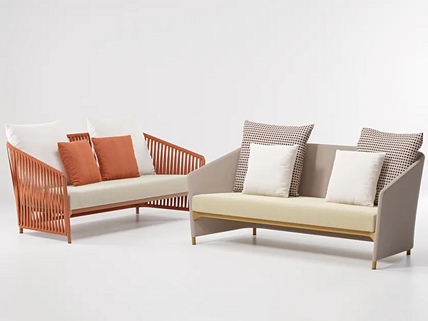 Zweisitzer Gartensofa aus Aluminium mit gepolsterter Rückenlehne KETTAL BITTA LOUNGE Fabrik KETTAL aus Italien. Foto №2