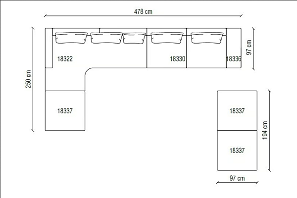 Ecksofa aus Stoff mit modularer Bauweise Frigerio Horizon Fabrik Frigerio aus Italien. Foto №10