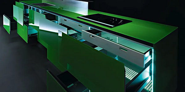 Kücheneinheit aus Glas und Aluminium VALCUCINE Invitrum Fabrik VALCUCINE aus Italien. Foto №3