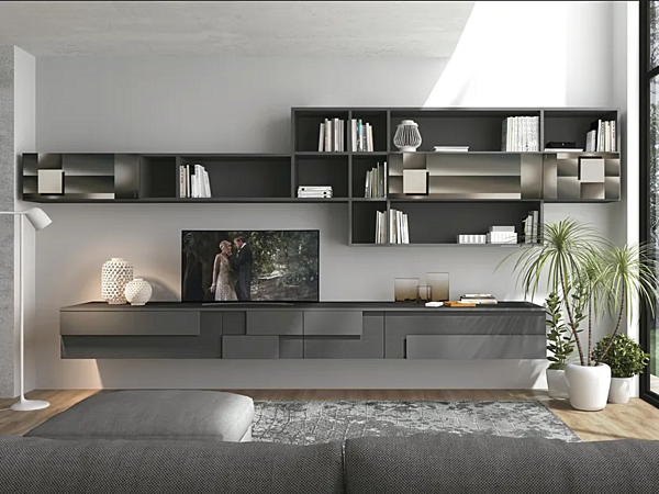 Wandmontiertes Regalsystem aus Holz LUBE CUCINE CREATTIVA LIVING B Fabrik LUBE CUCINE aus Italien. Foto №1