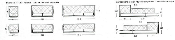 Sofa LONGHI (F. LLI LONGHI) W 555 Fabrik LONGHI (F.LLI LONGHI) aus Italien. Foto №2