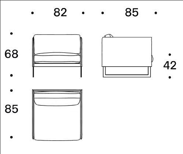 Sled Base Stoffarmstuhl mit Armlehnen Livingston Saba Fabrik SABA aus Italien. Foto №5