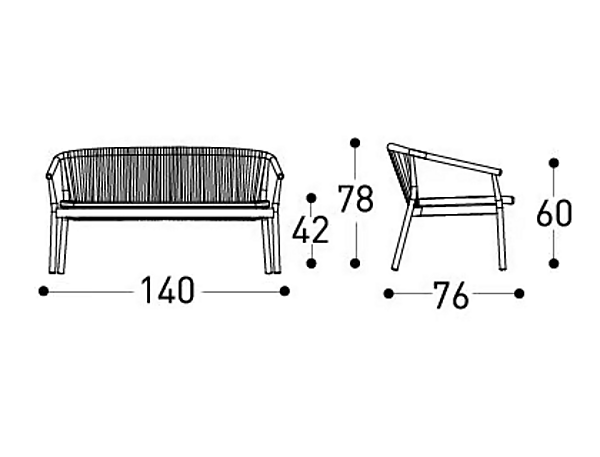 Zweisitzer Gartensofa aus pulverbeschichtetem Aluminium mit Rückenlehne VARASCHIN SMART 247D2, 247D2S, 247D2H Fabrik VARASCHIN aus Italien. Foto №8