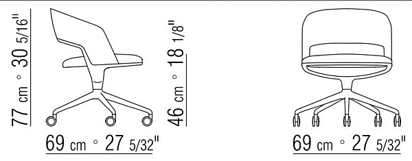 Leder Bürostuhl mit 5-Stern-Basis und Rollen FLEXFORM Alma 29813 Fabrik FLEXFORM aus Italien. Foto №4