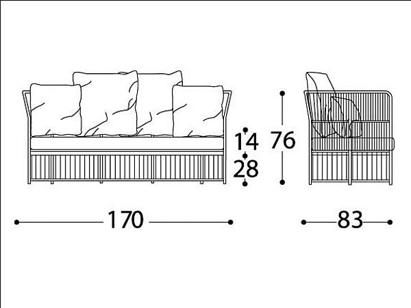 Zweisitzer Gartensofa aus synthetischen Fasern VARASCHIN Tibidabo 1246 Fabrik VARASCHIN aus Italien. Foto №8