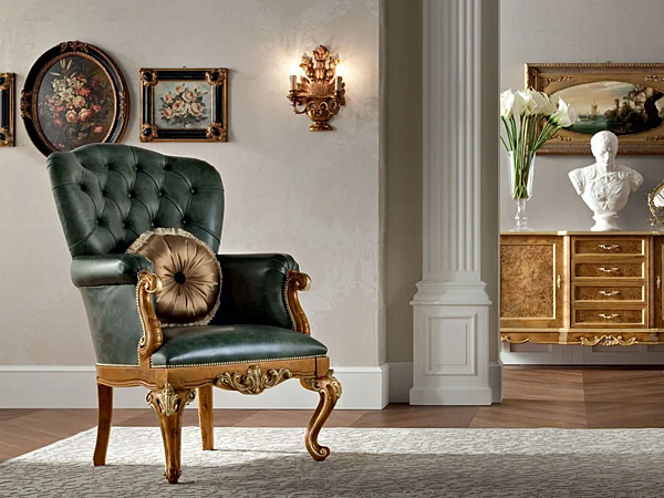 Sessel mit Armlehnen aus Leder Modenese Luxury Interiors 12435 Fabrik MODENESE GASTONE aus Italien. Foto №3