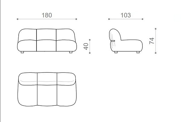 Dreisitzer Sofa aus Wildleder Bold Nube Italia N242002 Fabrik Nube Italia aus Italien. Foto №4