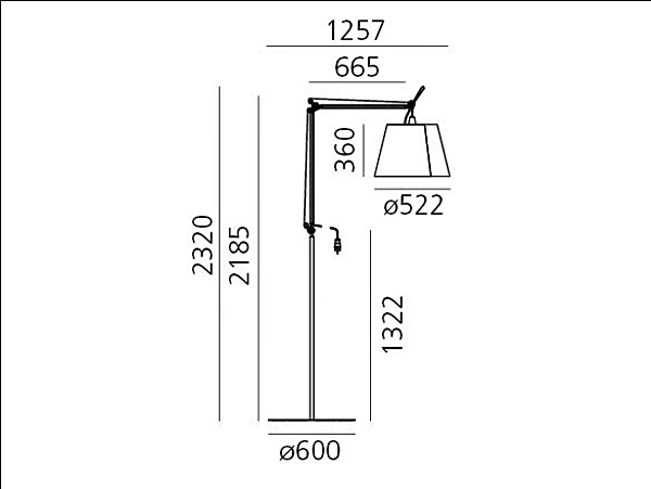 LED-Stehlampe aus Stoff für den Außenbereich Artemide Tolomeo Paralume T076150 Fabrik Artemide aus Italien. Foto №6