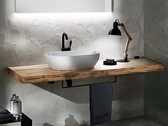 Einzelwaschbecken aus Holz mit Nussbaumoberfläche Gaia Mobili Einzelwaschbecken aus Holz mit Nussbaumoberfläche Gaia Mobili Fabrik GAIA aus Italien
