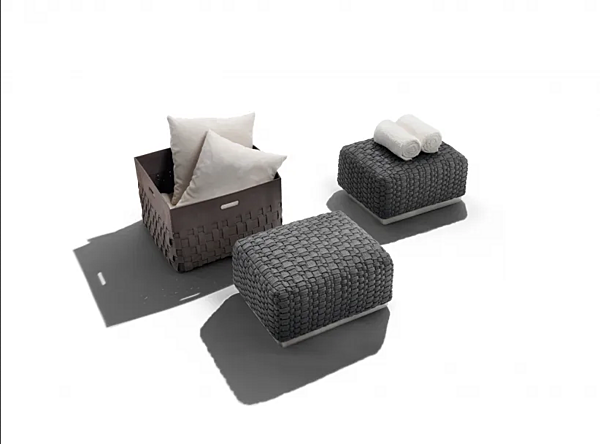 Quadratischer Gartenpouf aus synthetischen Fasern FLEXFORM Phuket Fabrik FLEXFORM aus Italien. Foto №4