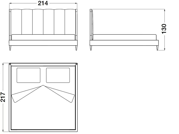 Doppelbett mit gepolsterter Rückenlehne aus Nubuk CPRN HOMOOD SESTO SENSO S503-S504-S505, BS103-BS104-BS105 Fabrik CPRN HOMOOD aus Italien. Foto №5