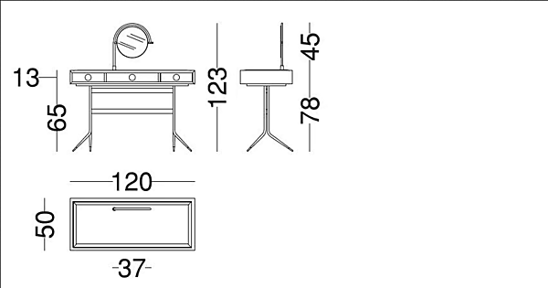 Walnuss Schminktisch 1500 Swing VIBIEFFE Fabrik VIBIEFFE aus Italien. Foto №3