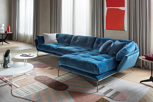 Dreisitzer Sofa mit Stoffbezug und Schlittenbasis Saba New York Suite Fabrik SABA aus Italien. Foto №16