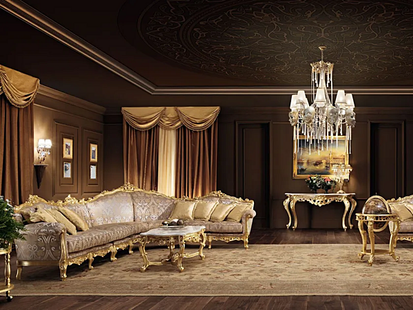 Ecksofa mit 7 Sitzplätzen aus Stoff Modenese Luxury Interiors 11401 Fabrik MODENESE GASTONE aus Italien. Foto №2