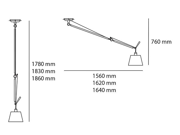 Dimmbare schwenkbare Pendelleuchte aus Aluminium Artemide Tolomeo Decentrata 0629000A Fabrik Artemide aus Italien. Foto №5