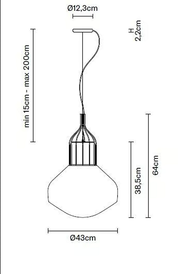 Hängelampe aus geblasenem Glas Aerostat Fabbian Fabrik Fabbian aus Italien. Foto №11