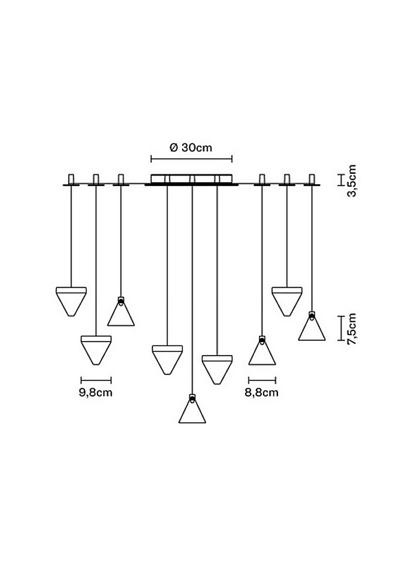 LED Kristallpendelleuchte Tripla 9 Spots Fabbian Fabrik Fabbian aus Italien. Foto №4
