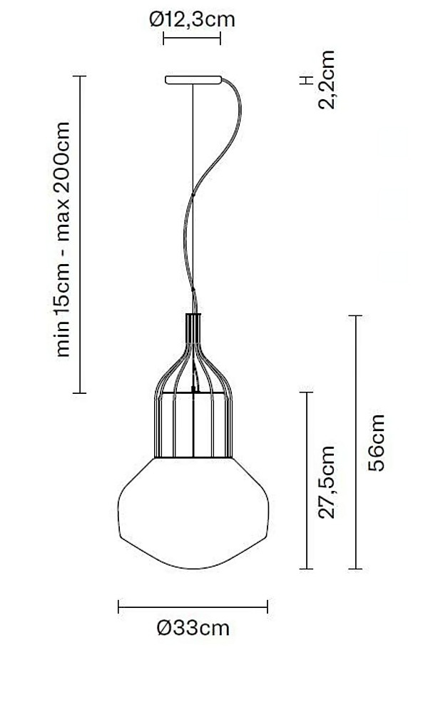 Hängelampe aus geblasenem Glas Aerostat Fabbian Fabrik Fabbian aus Italien. Foto №12