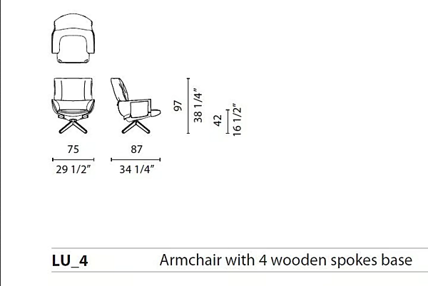 Sessel mit Holzgestell Lud O Lounge Cappellini Fabrik Cappellini aus Italien. Foto №9