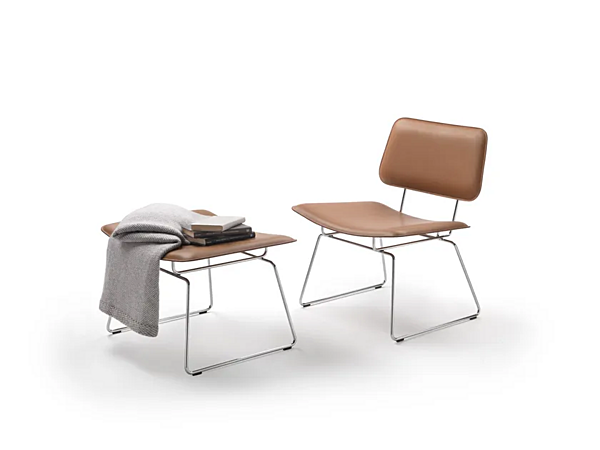 Sessel mit Lederbezug und Kufenbasis FLEXFORM Echoes S H Fabrik FLEXFORM aus Italien. Foto №3