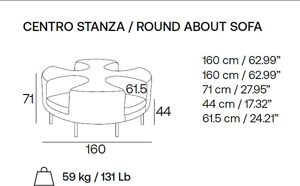 Kurvenförmiges 4-Sitzer-Sofa aus Stoff Adrenalina Otto IMB1072118 Fabrik ADRENALINA aus Italien. Foto №6