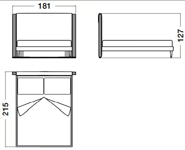 Doppelbett mit gepolstertem Kopfteil aus Cocoon-Stoff CPRN HOMOOD C303, C304, C305 Fabrik CPRN HOMOOD aus Italien. Foto №2