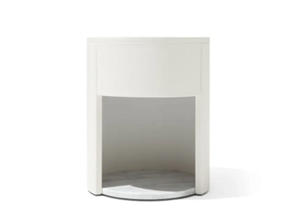 Runder Nachttisch aus Leder und Marmor mit Schubladen GIORGETTI SIDE VIBE 71940, 71941 Fabrik GIORGETTI aus Italien. Foto №2