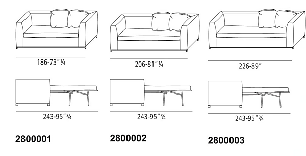 Sofa-Bett aus Stoff oder Leder VIBIEFFE Bel Air 2800 Fabrik VIBIEFFE aus Italien. Foto №5