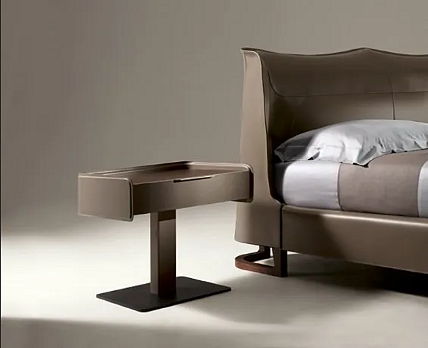 Rechteckiger Nachttisch aus Leder mit Schubladen GIORGETTI CORIUM 62380 Fabrik GIORGETTI aus Italien. Foto №3