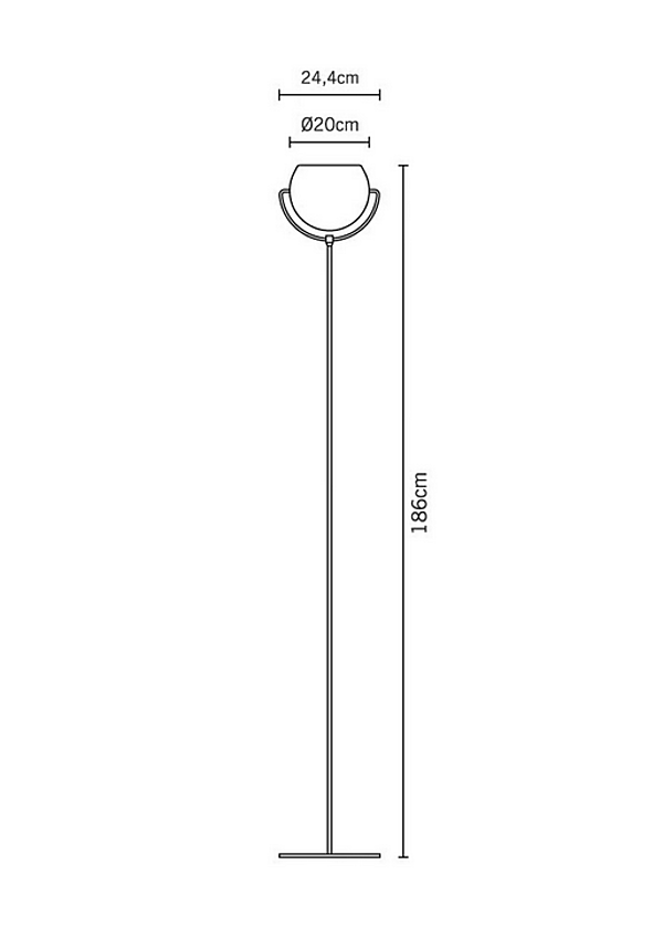 Verstellbare Stehlampe aus verchromtem Metall mit weißem Lampenschirm Fabbian Beluga Fabrik Fabbian aus Italien. Foto №3