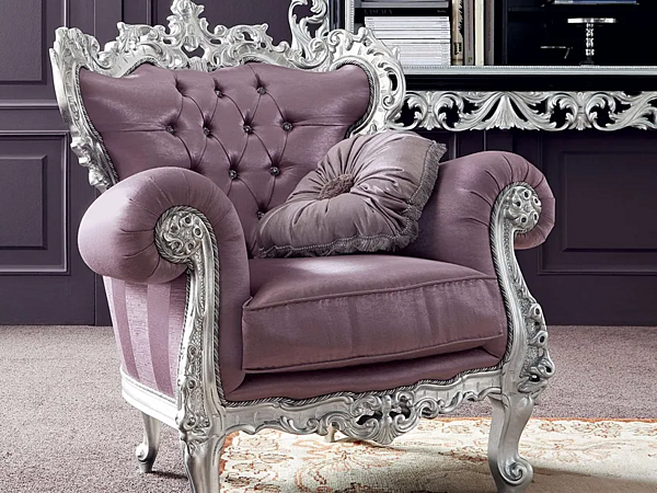 Tufted Fabric Armchair with Armrests Modenese Luxury Interiors 13411 Fabrik MODENESE GASTONE aus Italien. Foto №1