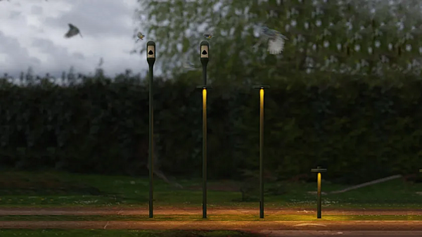 Metall-Bollard-Leuchte mit Vogelhaus Artemide Needoo Fabrik Artemide aus Italien. Foto №16