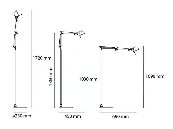 Verstellbare Stehlampe aus Aluminium Tolomeo Micro Artemide A010900, A0103W00, A010300 Fabrik Artemide aus Italien. Foto №3