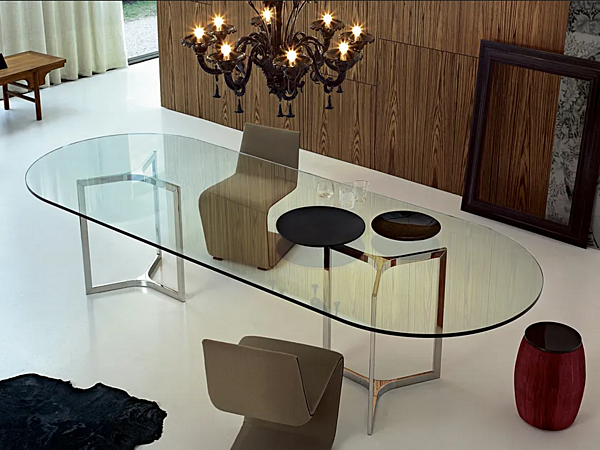 Ovaler Tisch aus Glas und Edelstahl Gallotti&Radice Raj Light Fabrik Gallotti & Radice aus Italien. Foto №2