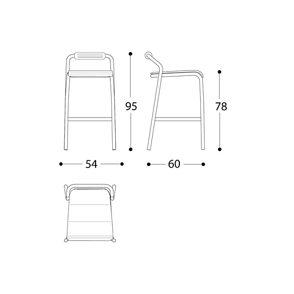 Hochstuhl aus Aluminium stapelbar VARASCHIN NOSS 24550/B, 24551/B, 24552/B, 24553/B Fabrik VARASCHIN aus Italien. Foto №13