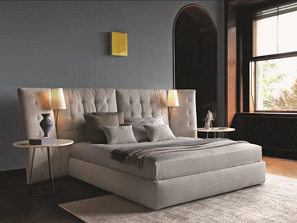 Doppelbett mit hoher gepolsterter Rückenlehne Flou Paravento Fabrik Flou aus Italien. Foto №9