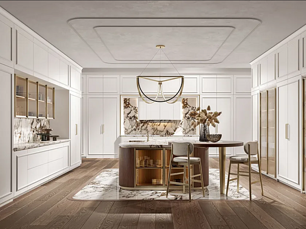 Maßgefertigte Holzküche mit Insel Radha 1 0 Old Line Fabrik Oldline aus Italien. Foto №1