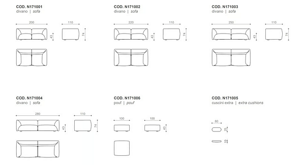 Sofa aus Wildleder Sophie Nube Italia Fabrik Nube Italia aus Italien. Foto №4