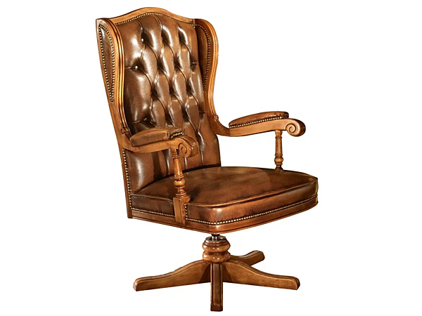 Drehbares Lederarmchair mit gepolsterter Rückenlehne Grand Royal A.R. Arredamenti 419 Fabrik A.R.ARREDAMENTI SRL aus Italien. Foto №1