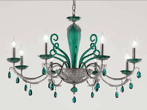 Kristalllüster mit Swarovski-Kristallen und Makramee Euroluce Lampadari L8 Fabrik EUROLUCE LAMPADARi aus Italien. Foto №1