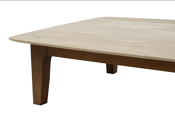 Rechteckiger niedriger Couchtisch aus Travertin CHELINI Yvan Fabrik CHELINI aus Italien. Foto №3