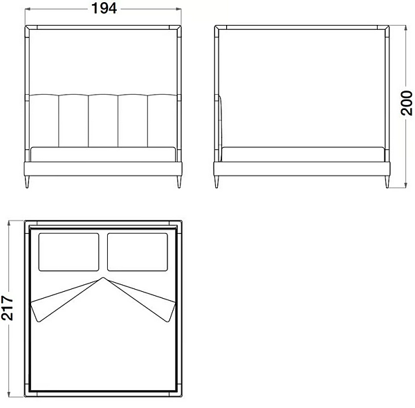 Canopy-Bett aus Nubuk und Metall Sesto Senso CPRN HOMOOD BS100, BS101, BS102 Fabrik CPRN HOMOOD aus Italien. Foto №3