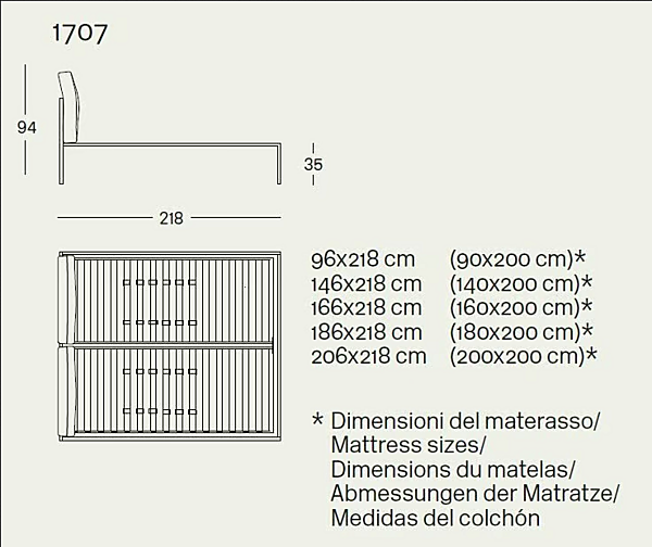 Zweibett mit gepolsterter Rückenlehne Nyx 1707 ZANOTTA Fabrik ZANOTTA aus Italien. Foto №4