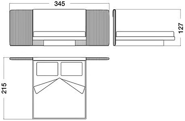 Doppelbett aus Leder und Holz mit gepolstertem Kopfteil CPRN HOMOOD COCOON C300, C301, C302 Fabrik CPRN HOMOOD aus Italien. Foto №6