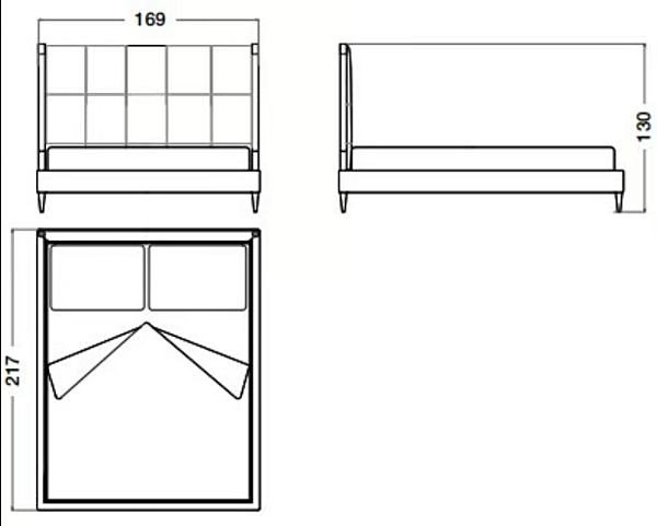 Lederbett mit gepolstertem Kopfteil Blau Mond CPRN HOMOOD B103, B104, B105 Fabrik CPRN HOMOOD aus Italien. Foto №2